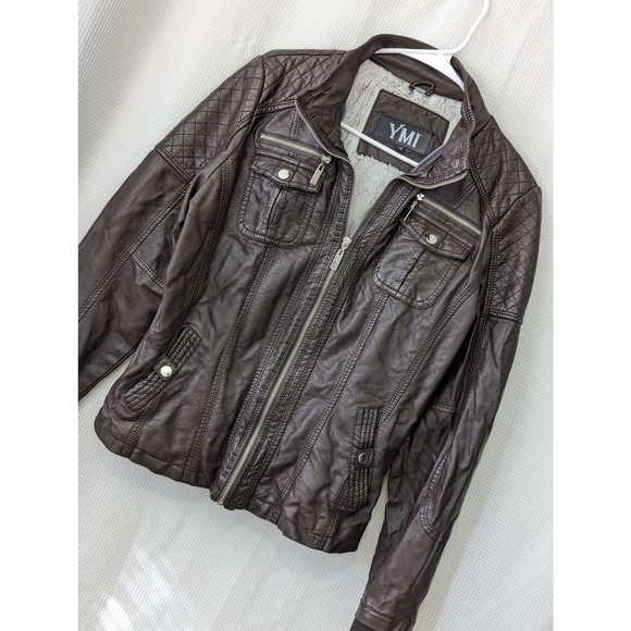 YMI Women's Brown Leather Jacket - Picture 10 of 10